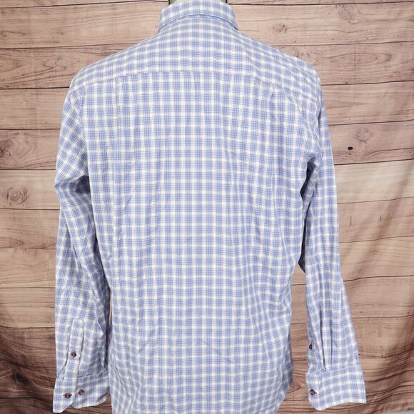 DAVID DONAHUE BLUE PLAID BUTTON DOWN SHIRT MENS SIZE L LARGE - Picture 5 of 8